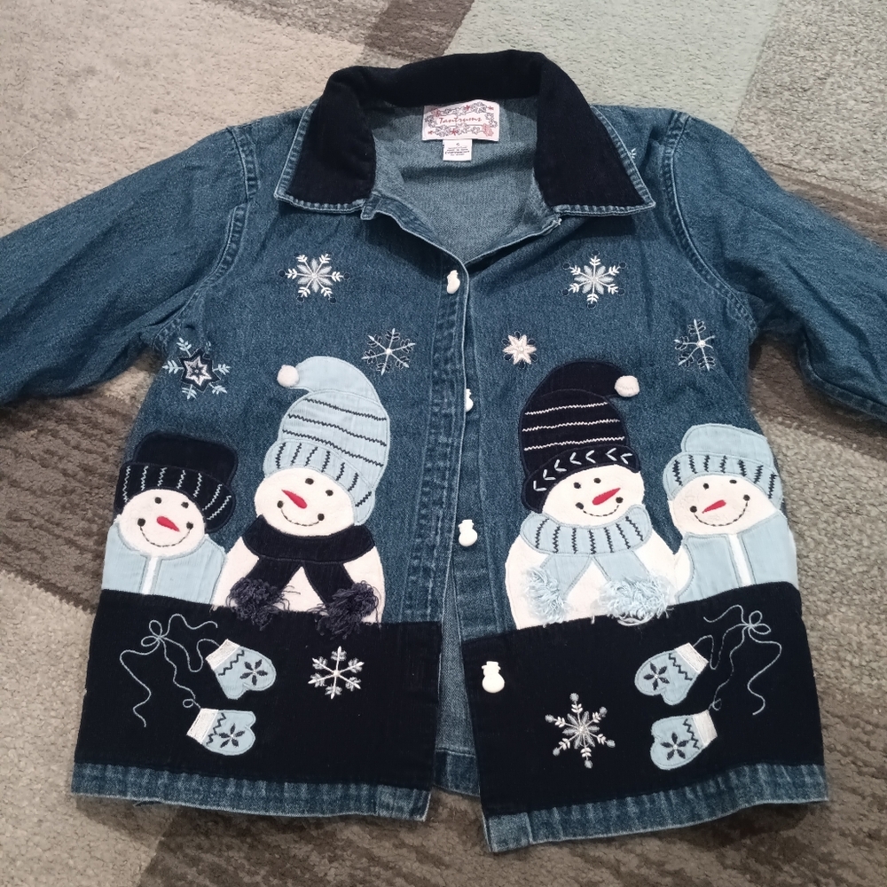 Tantrums  Denim Jacket with Snowman Design